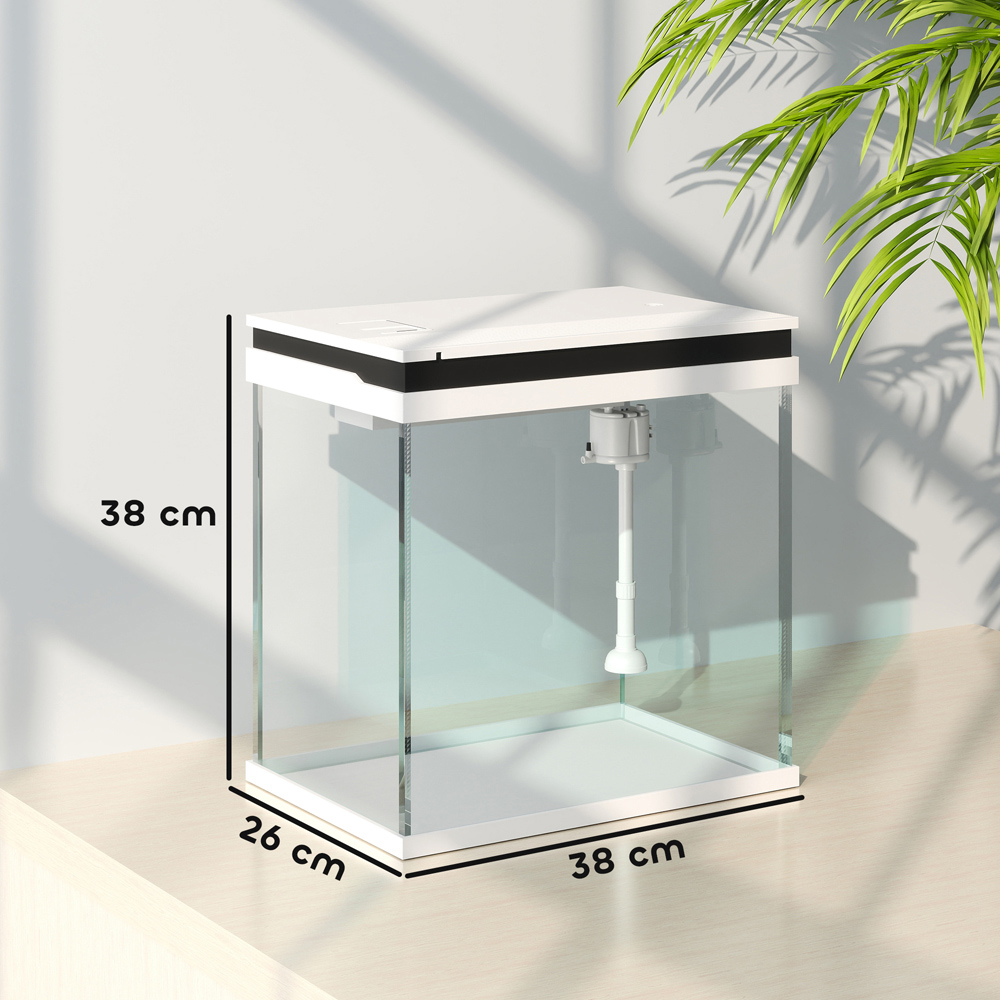 PawHut White LED Fish Tank with Filter System and Water Pump 26L Image 9