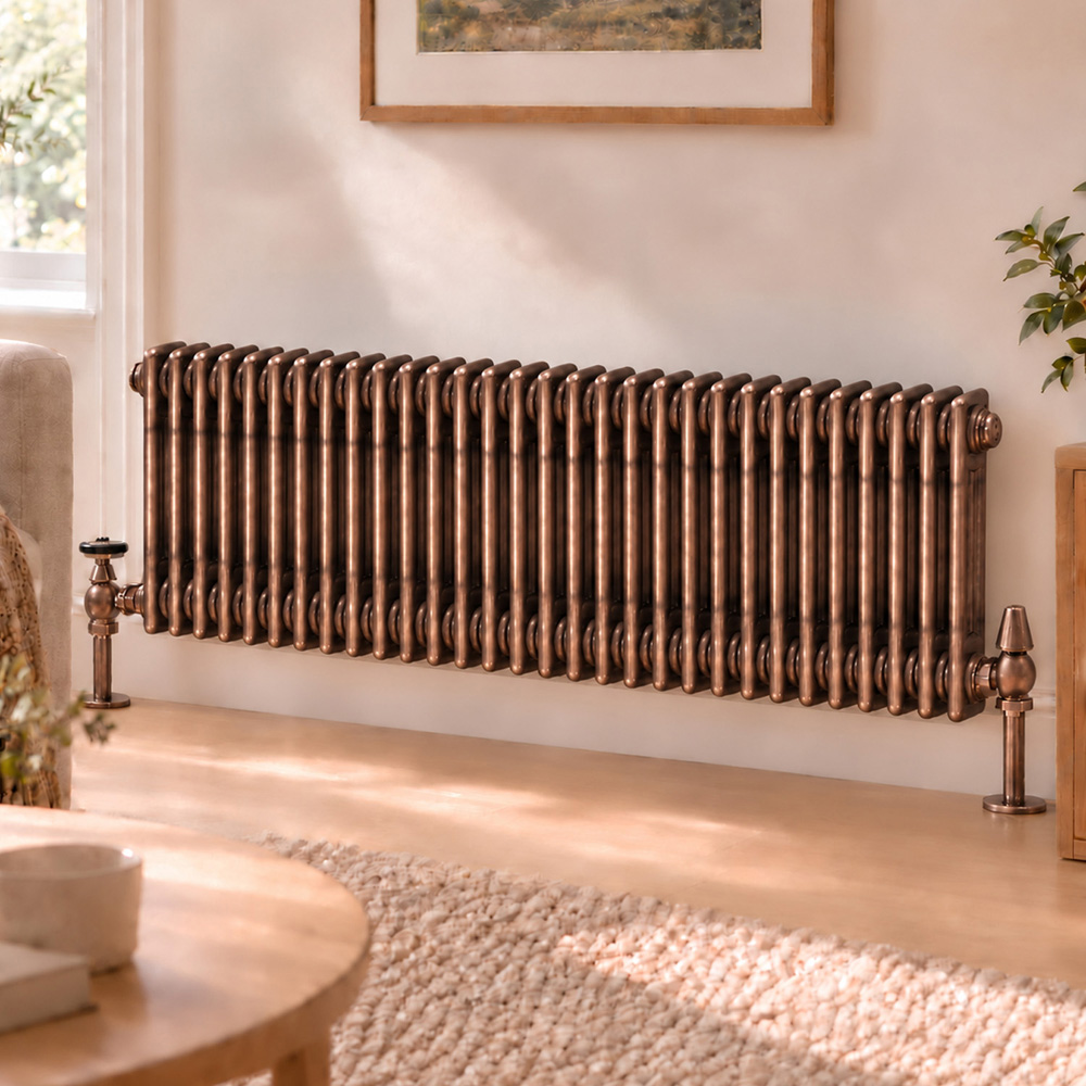 Go Bathrooms Clarence Antique Copper 2 Column 30 Section Radiator 300 x 1370mm Image 2