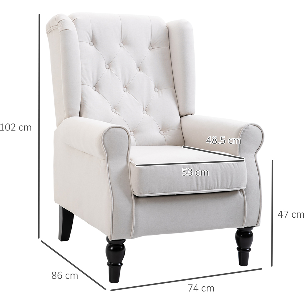 Portland Cream Retro Linen-Touch Wingback Armchair Image 7