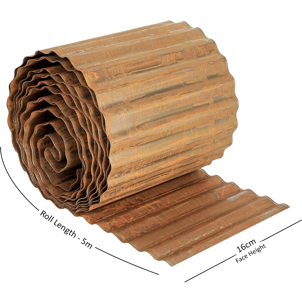 Nicoman Pre Rust Corrugated Metal Lawn Edging Garden Border Roll 5m Image 8