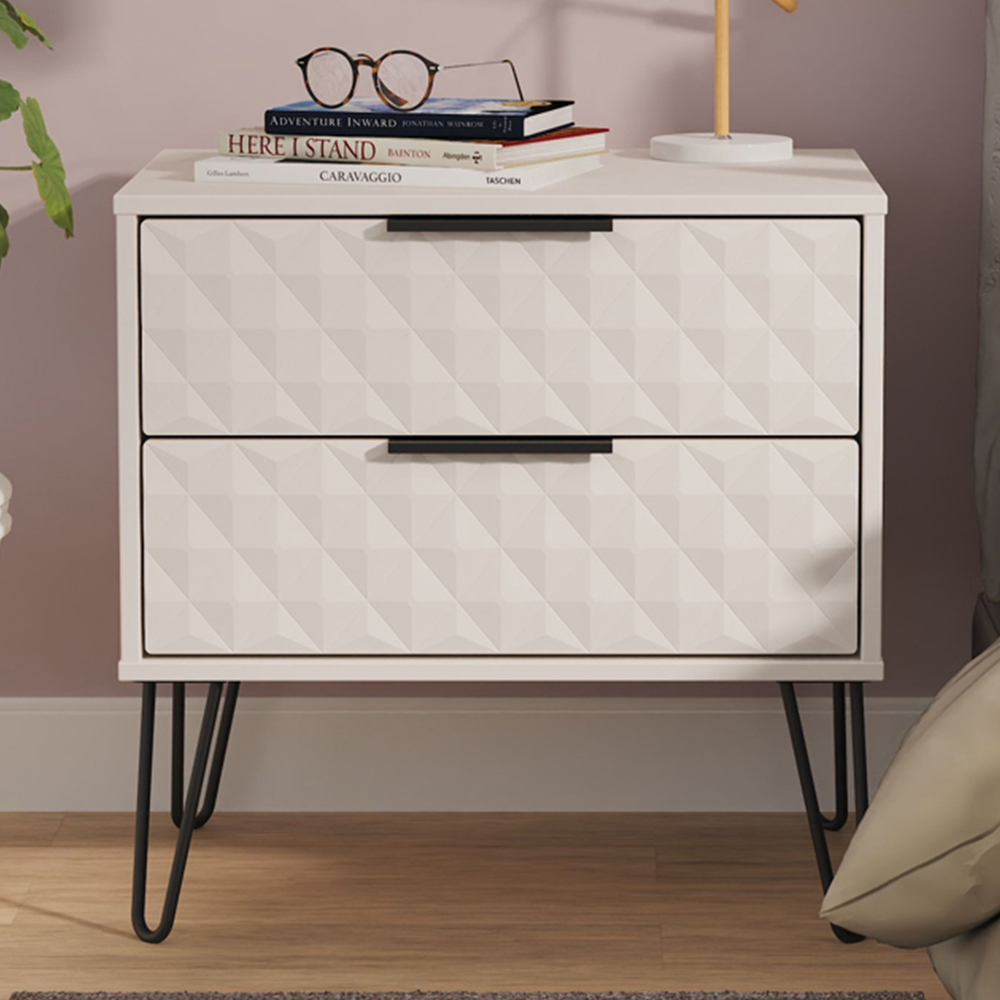 Crowndale Harlequin 2 Drawer Kashmir Matt Side Table Ready Assembled Image 1
