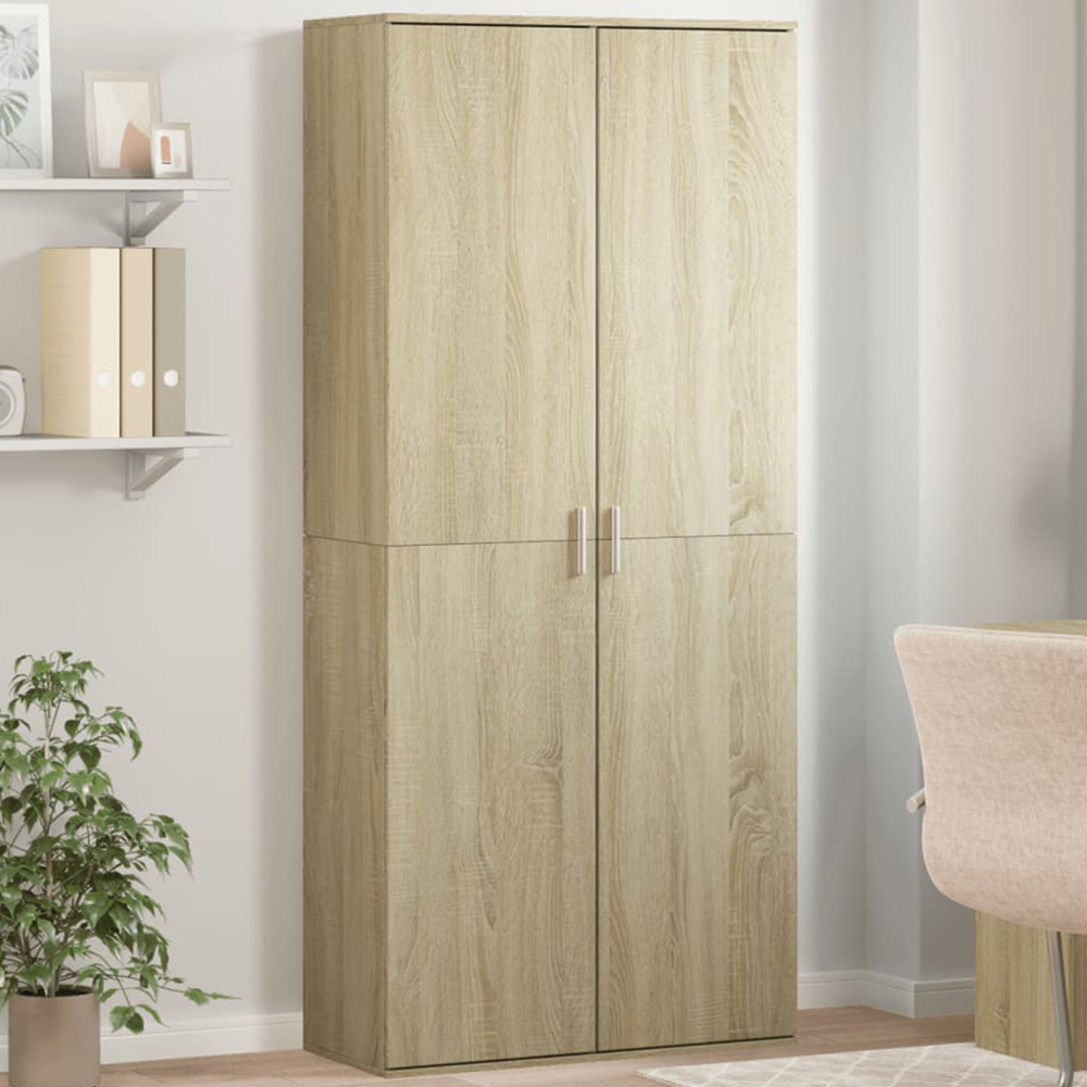 vidaXL 4 Door Sonoma Oak Wooden Highboard Image 1