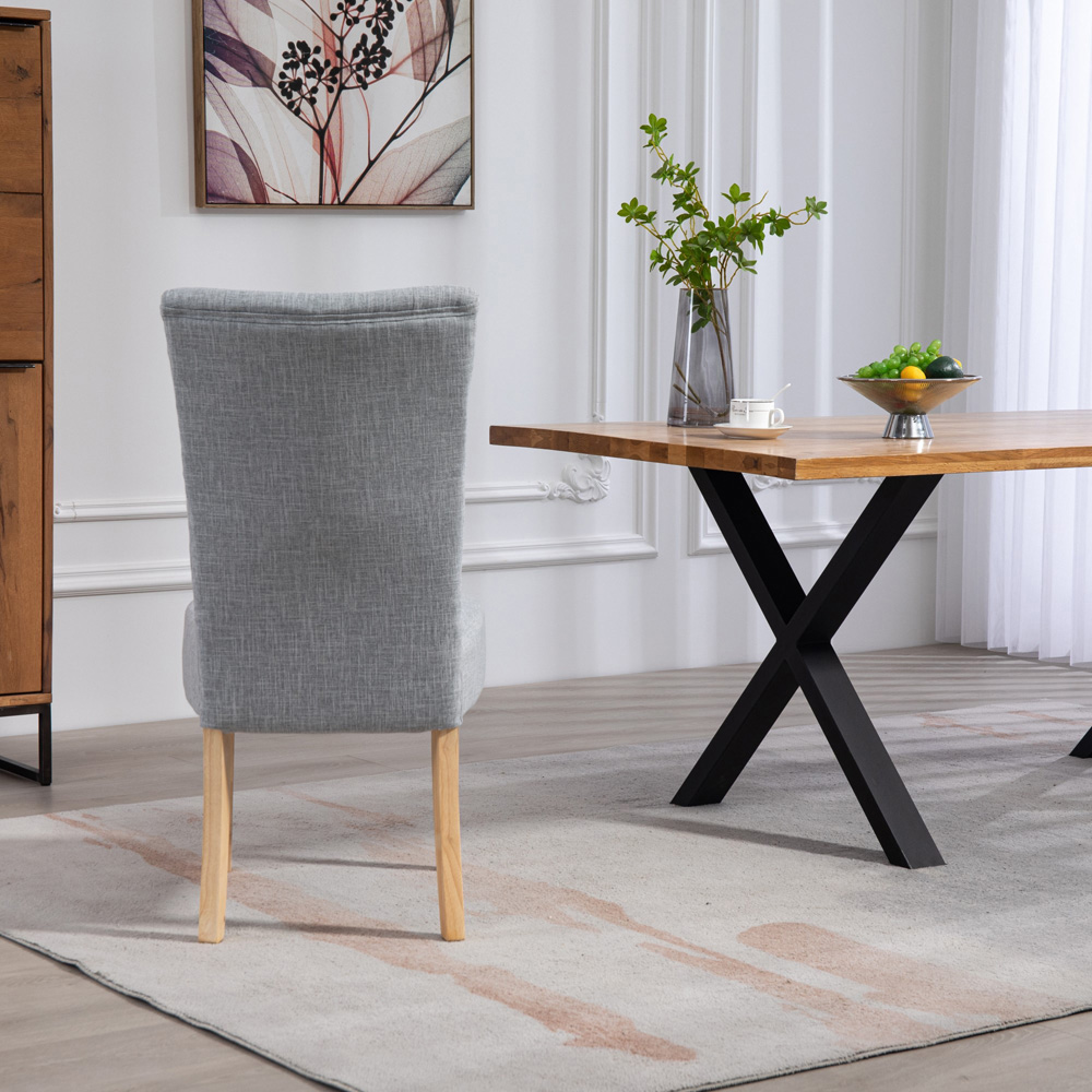 Artemis Home Carrara Set of 2 Light Grey Pienza Fabric Dining Chairs Image 6