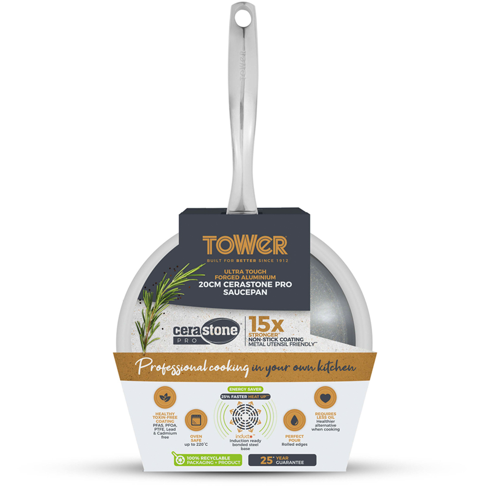 Tower 20cm Forged Aluminium Non-Stick Saucepan with Glass Lid Image 2