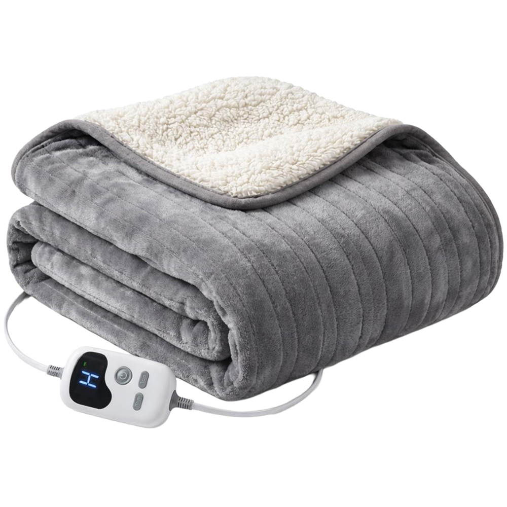 House Of Home Light Grey Soft Fleece Heated Blanket 180cm Image 1