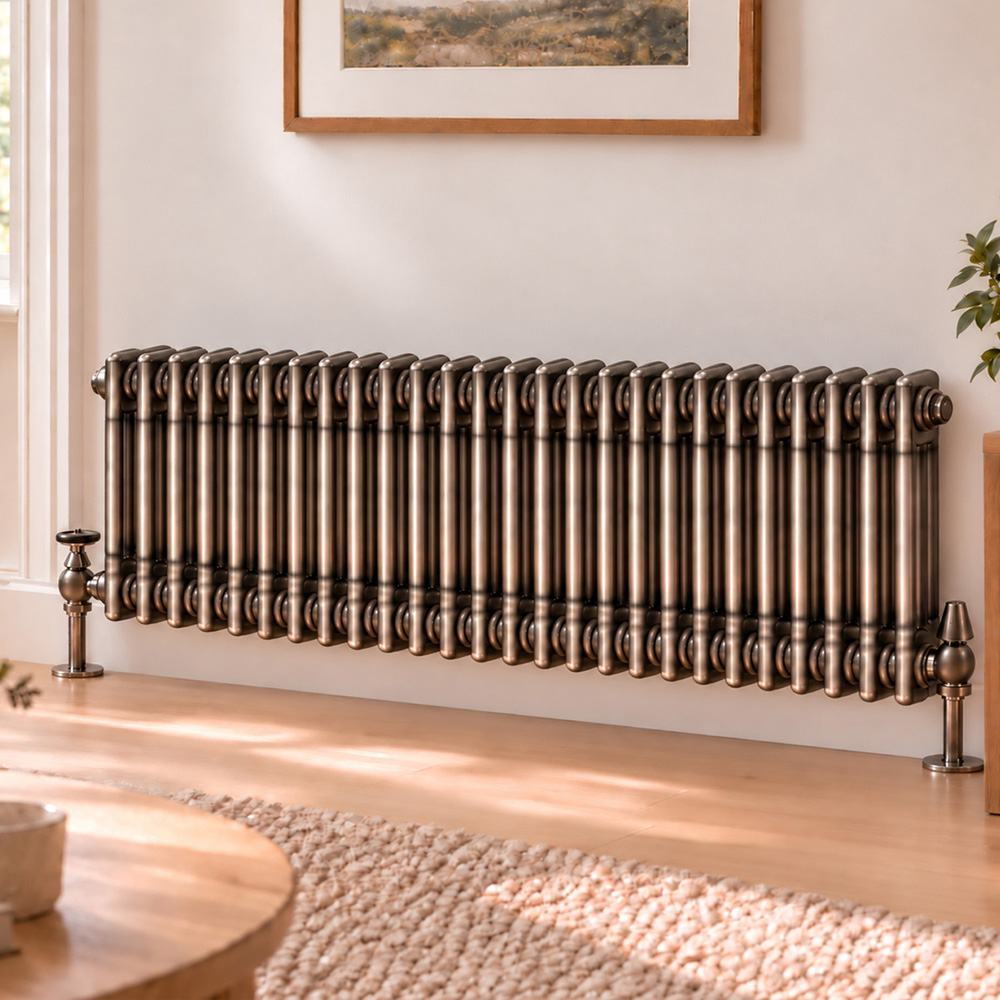 Go Bathrooms Clarence Raw Metal 3 Column Radiator 300 x 1190mm Image 2