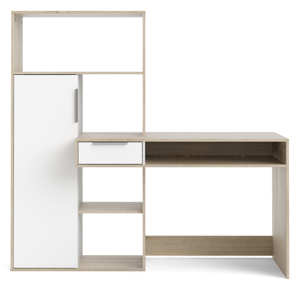 Florence Function Plus Single Door Single Drawer Multifunctional Desk White and Oak Image 3