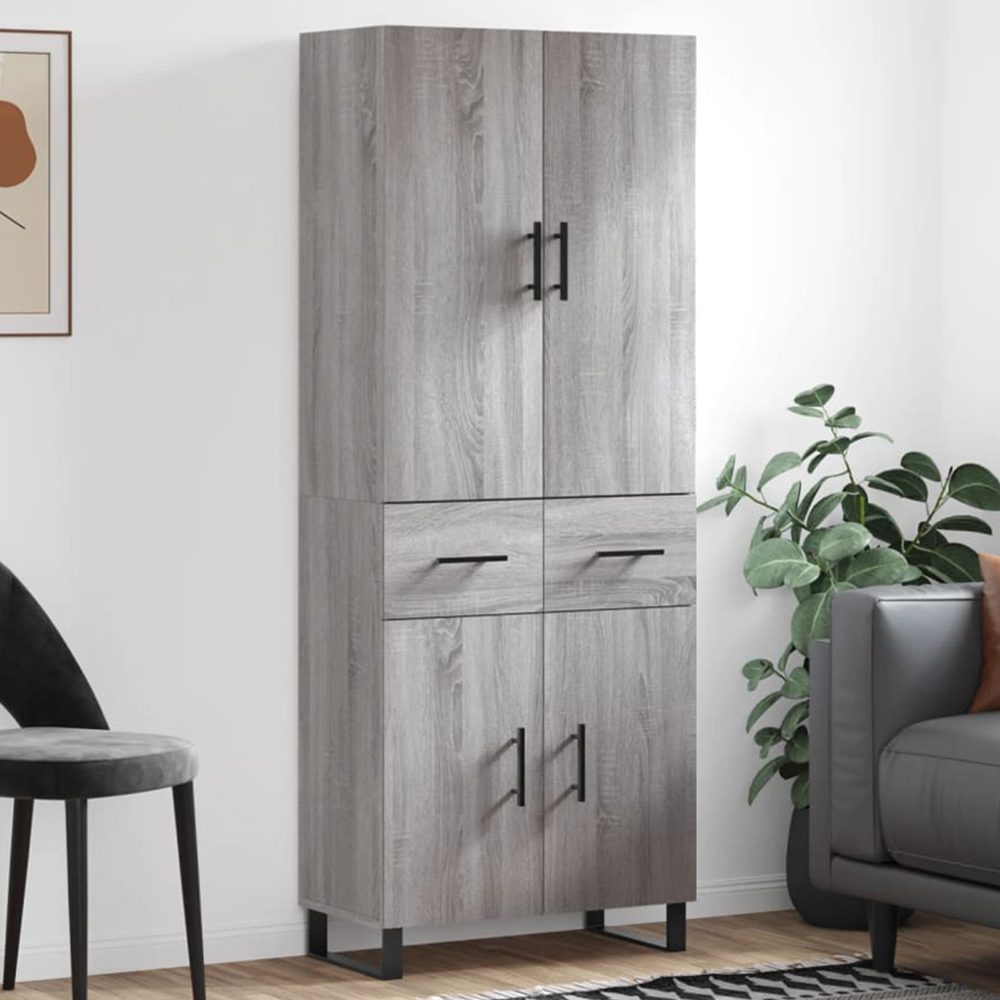 vidaXL 4 Door 2 Drawer Grey Sonoma Highboard Image