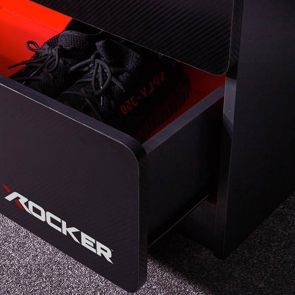X Rocker Carbon-Tek 2 Door Grey and Red Wardrobe with Neo Fibre LED Lights Image 3