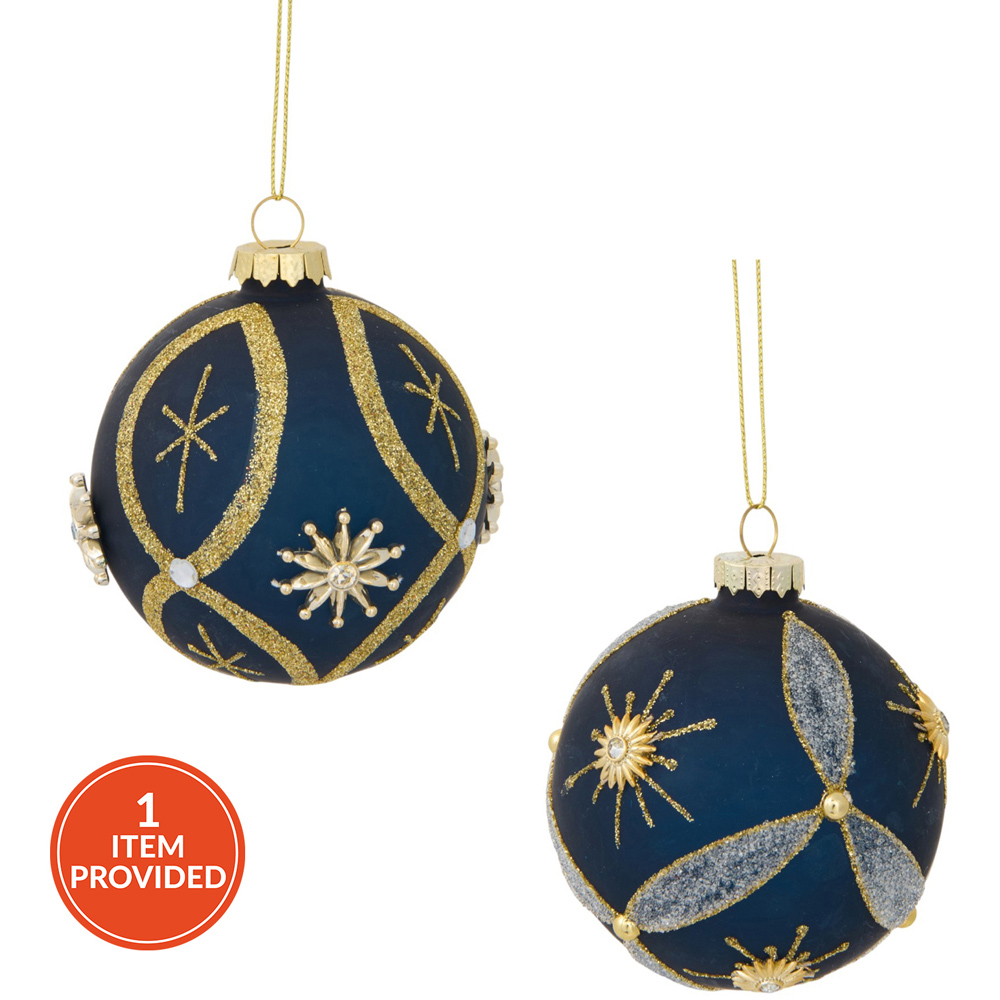Navy Gold Embellished Bauble Image 1