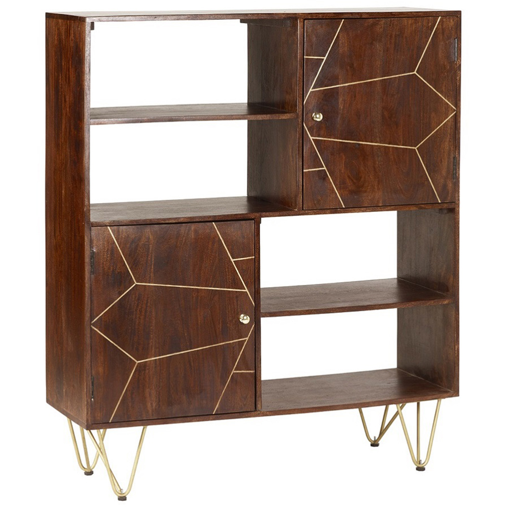 Brooklyn Ozella 2 Door 4 Shelf Dark Gold Display Cabinet Image 2