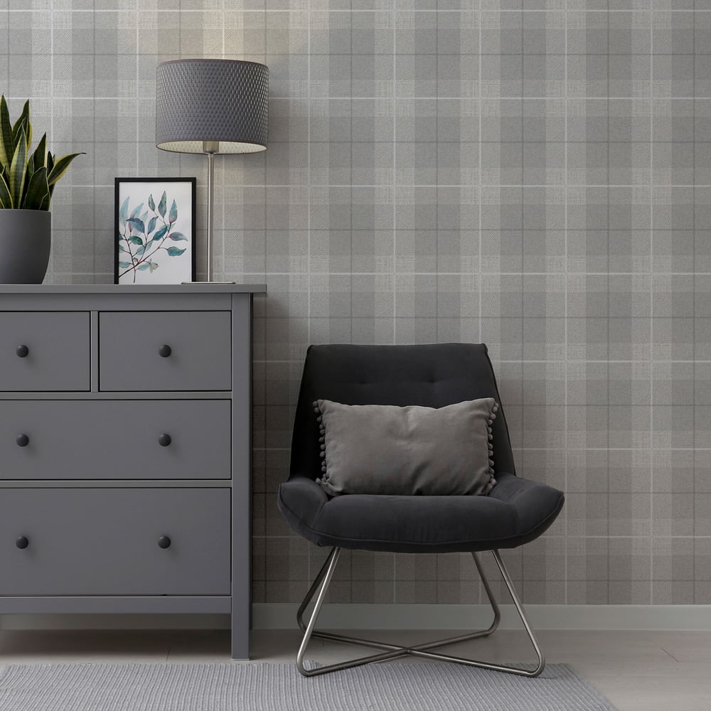 Arthouse Country Tartan Grey Wallpaper Image 5