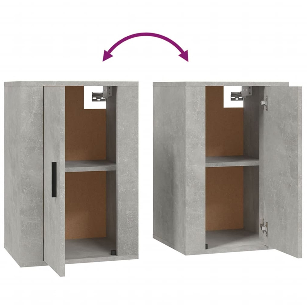 vidaXL Single Door Concrete Grey Wall Mounted TV Cabinet Set of 2 Image 7