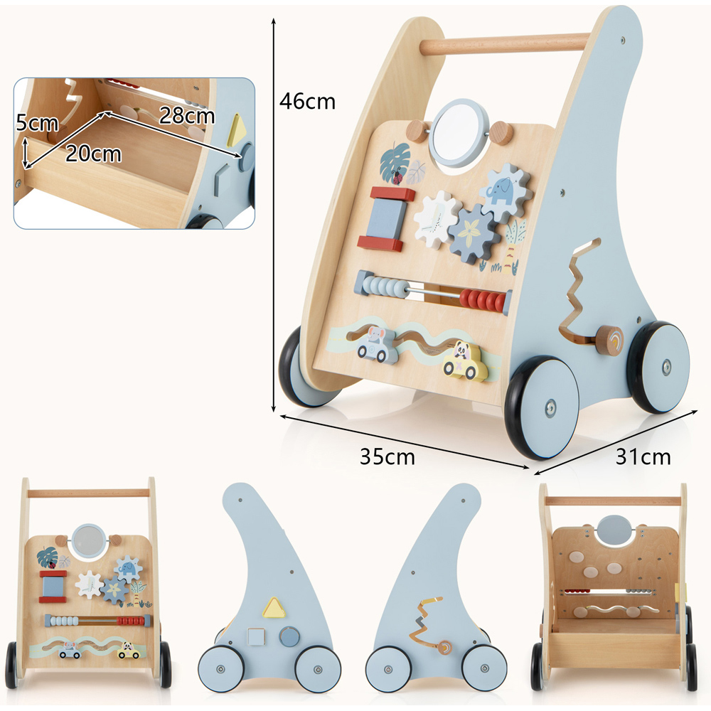 Costway Wooden Baby Walker with Multi Activity Learning Set Image 9