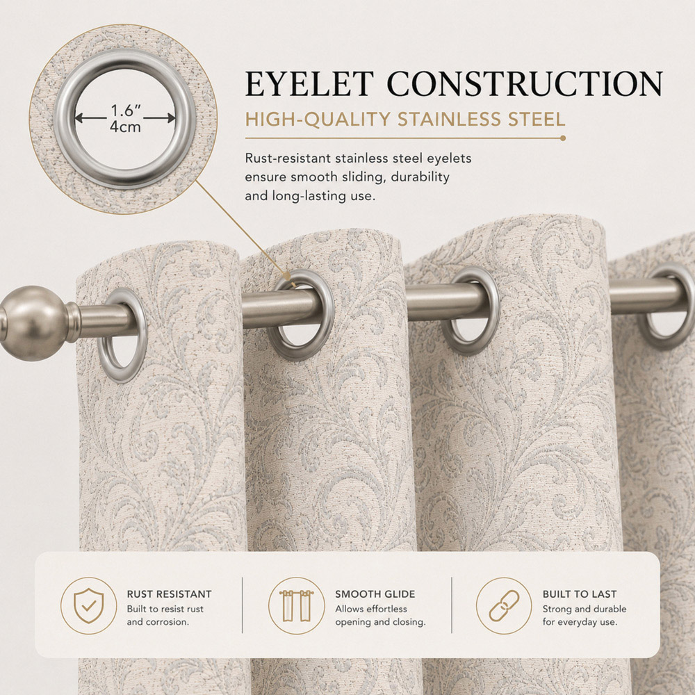 MHG Living Jacquard Thermal Eyelet Curtains 228 x 182cm Image 8