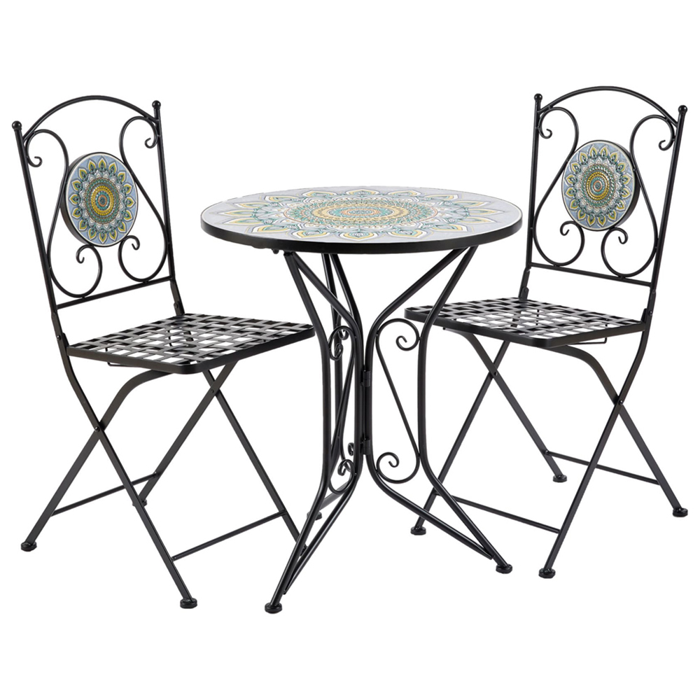 Home Source Hampshire 2 Seater Mosaic Bistro Set Black Image 2