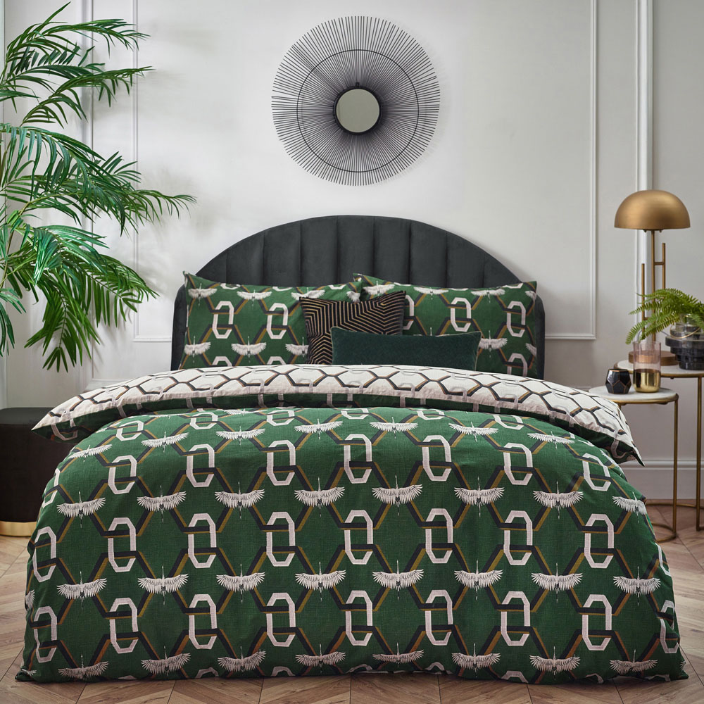 furn. Avalon Single Green Duvet Set Image 1