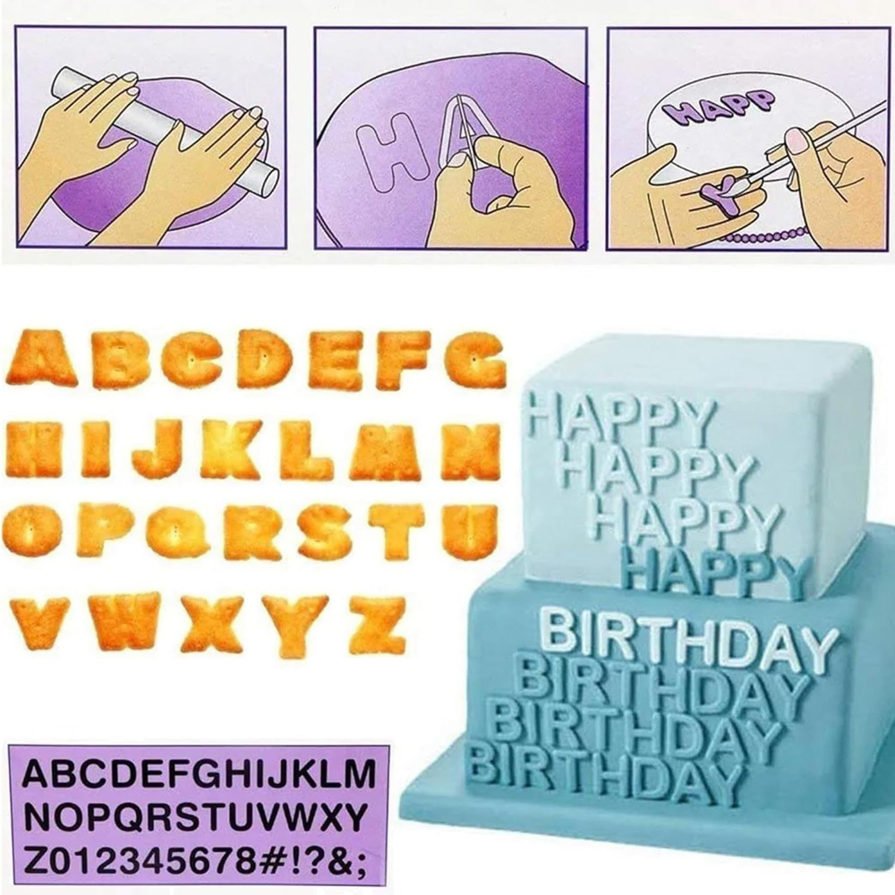 ATEK 40 Piece Fondant Cutters Cake Decorating Letter Number and Symbol Set Image 5