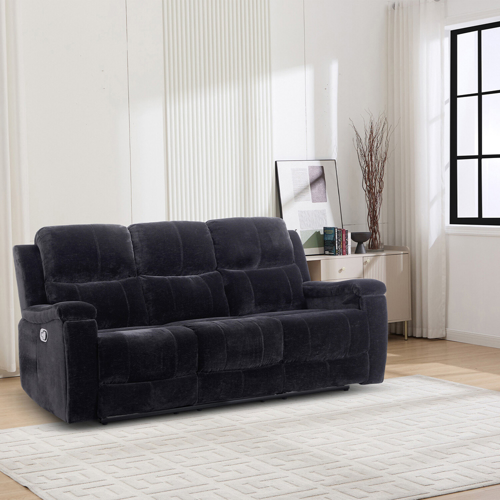 Ledbury 3 Seater Recliner Sofa Black Image 6