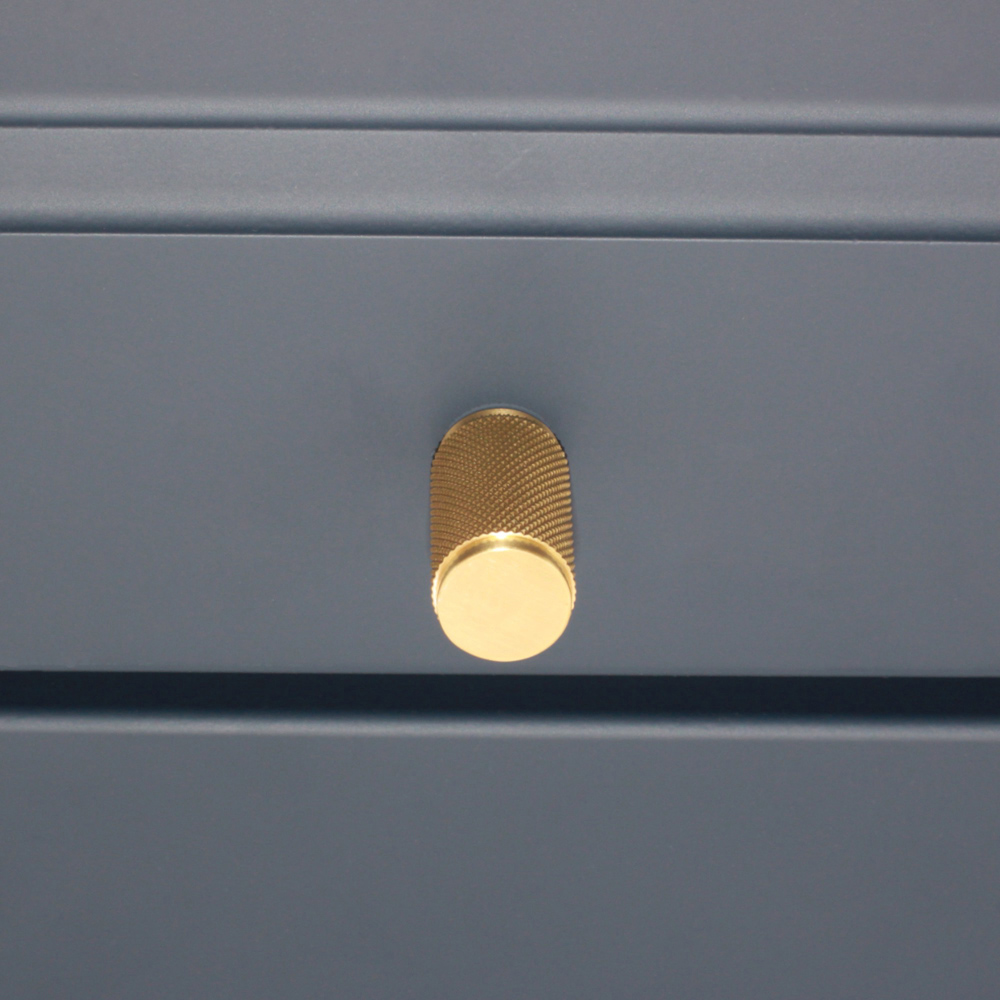 Spira Brass Satin Brass Knurled Cylinder Pull Cupboard Handle Image 2