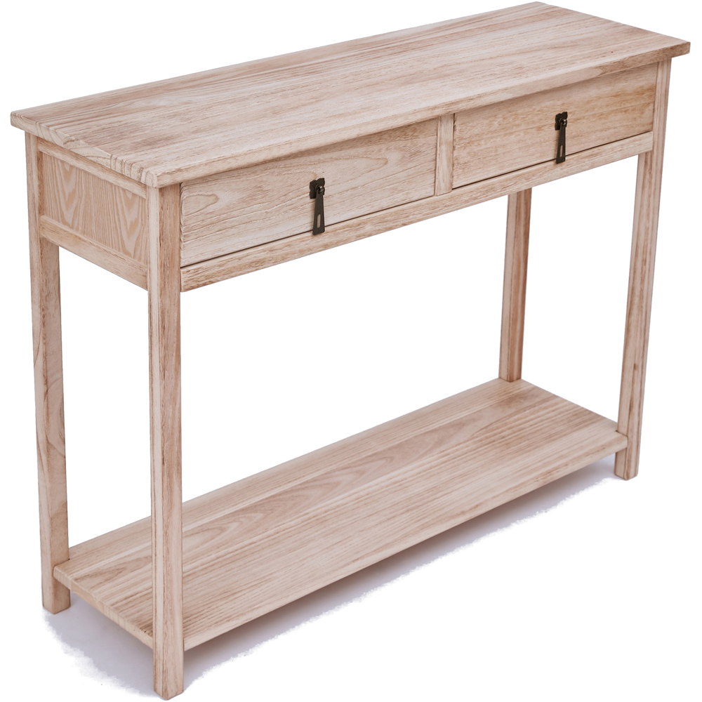 Portofino 2 Drawer Light Wood Wide Console Table Image 4