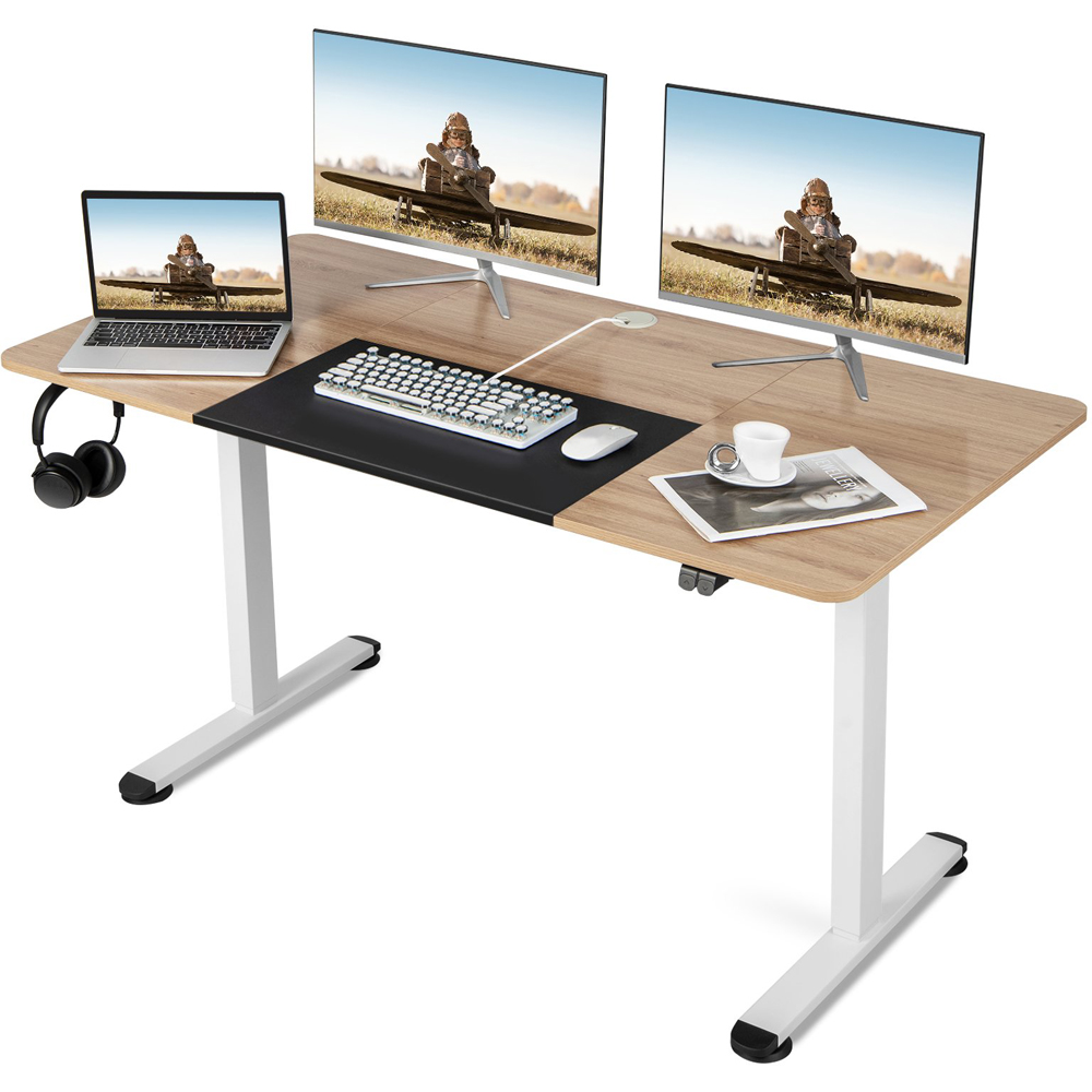 Costway Height Adjustable Home Office Computer Desk Natural Image 2