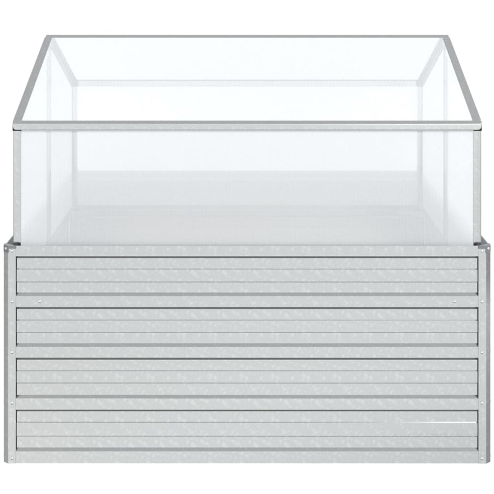 vidaXL Silver Galvanised Steel Raised Garden Bed with Greenhouse 100 x 100 x 85cm Image 3