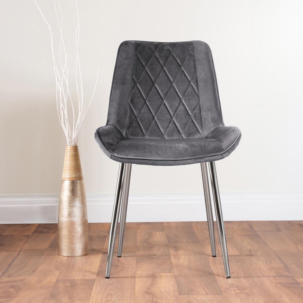 Furniturebox Arona Cesano 6 Seater Round Dining Set Grey and Chrome Image 2