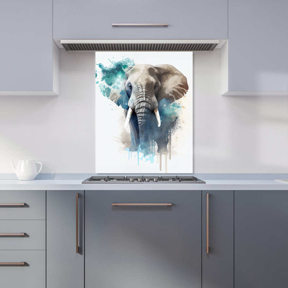 Warren Reed Designer Splashart Majestic Elephant Glass Kitchen Splashback 75 x 60cm Image 1