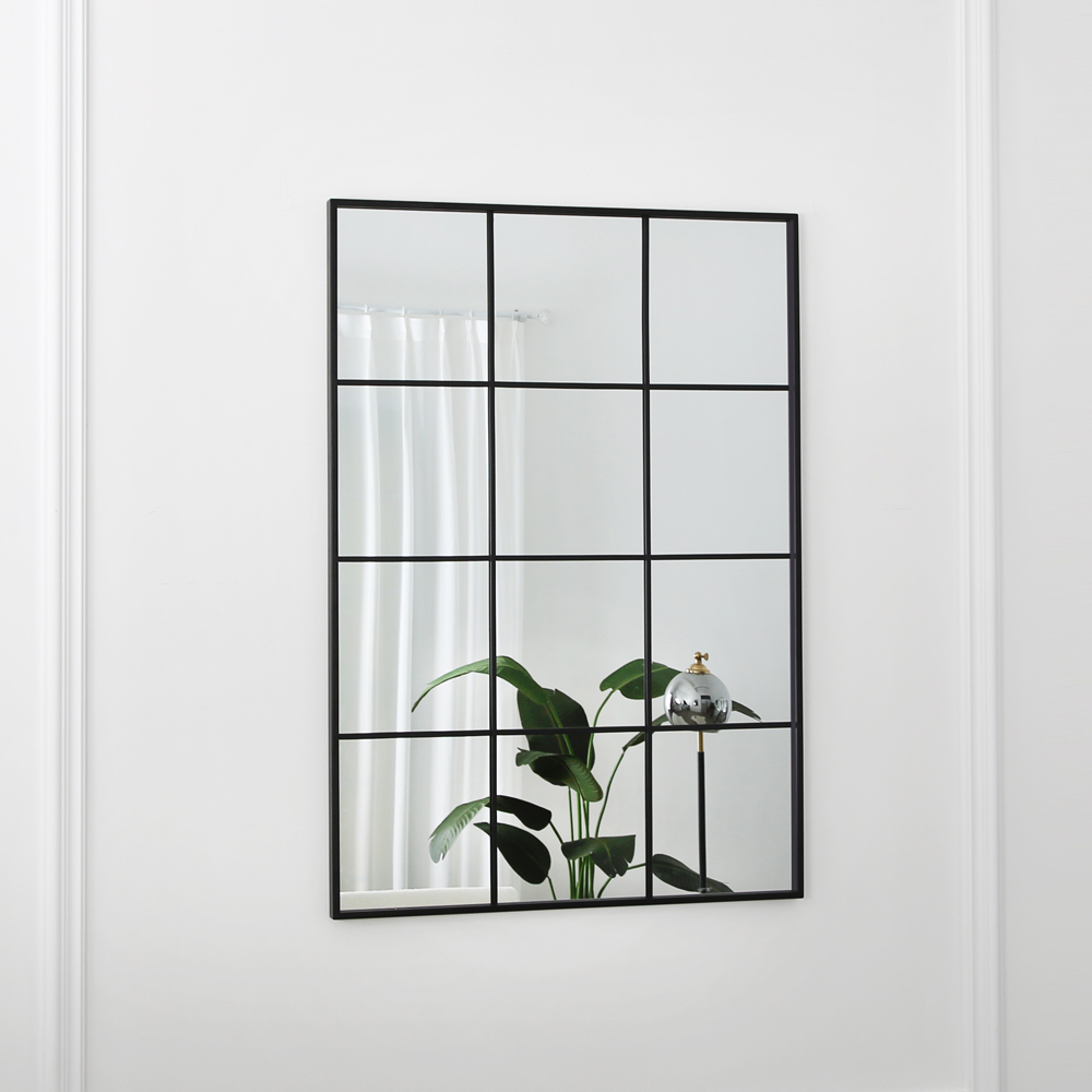 Aion Black Framed Window Mirror 100 x 70cm Image 3