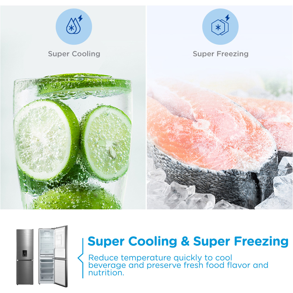 Midea MDRB379FGD46W Inox Total No Frost 273L Combi Fridge Freezer with Non-Plumbed Water Dispenser Image 6