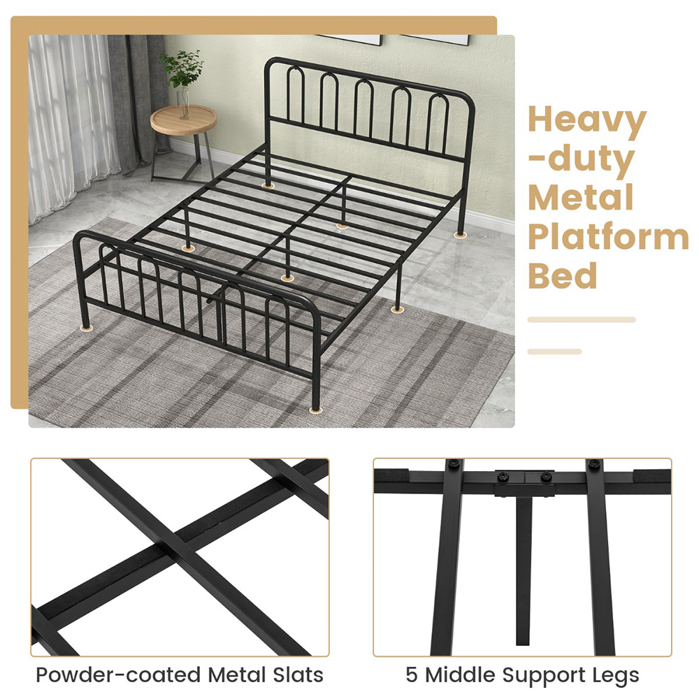 Costway King Size Black Metal Bed Frame with Headboard and Footboard Image 6
