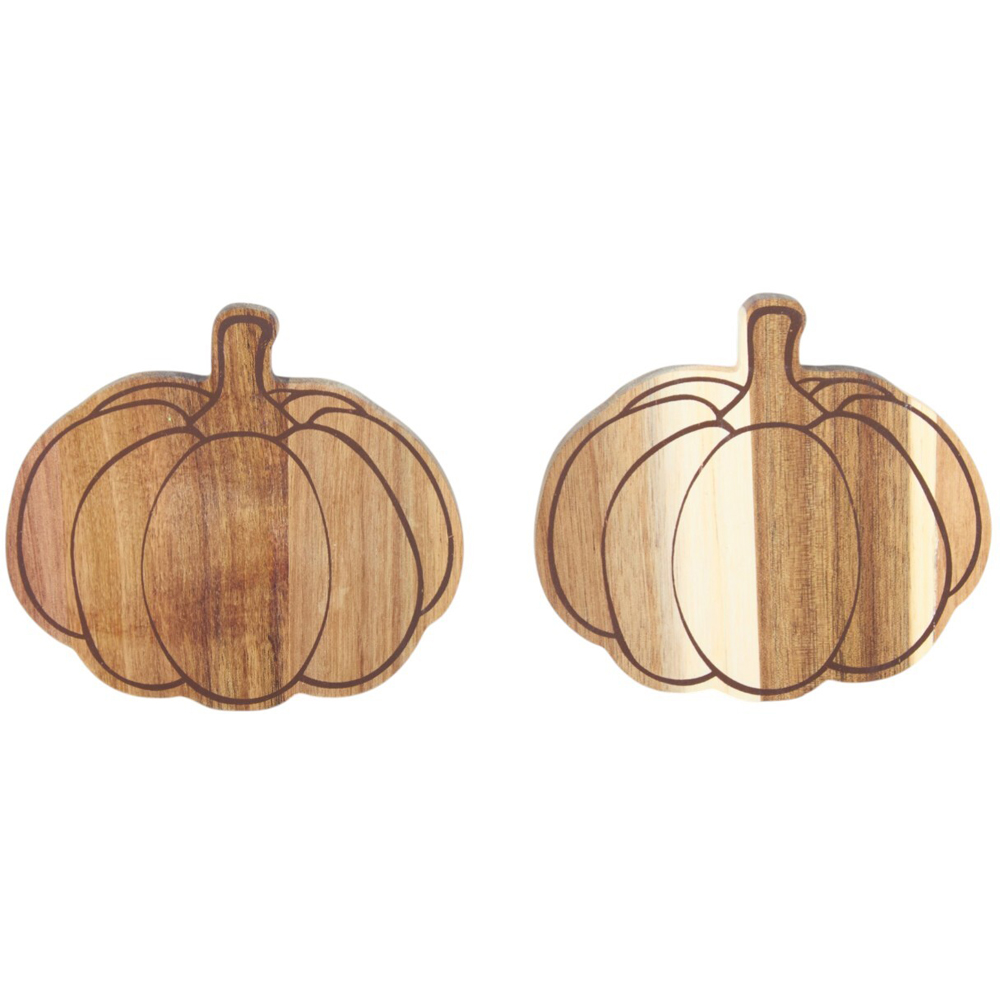 Pack of 4 Pumpkin Wood Effect Coasters Natural Image 3