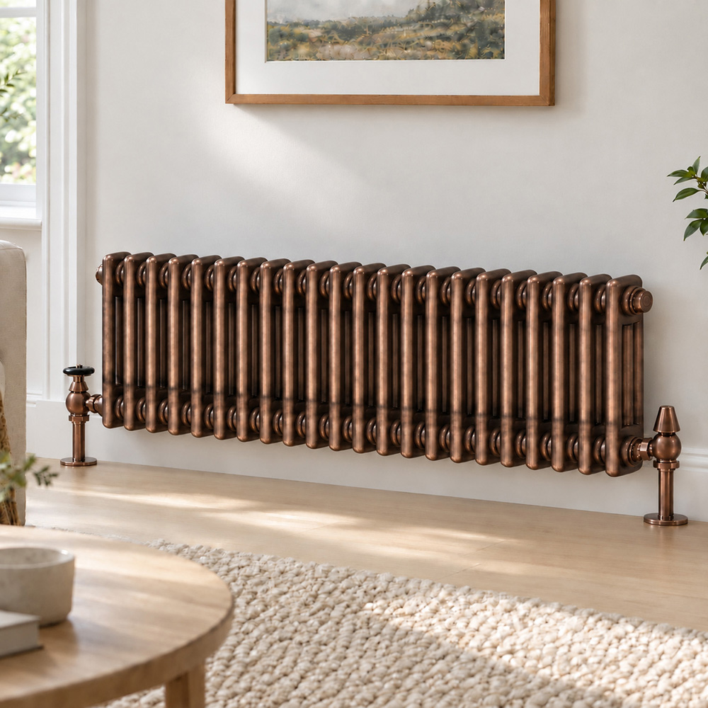 Go Bathrooms Clarence Antique Copper 3 Column Radiator 300 x 1010mm Image 2