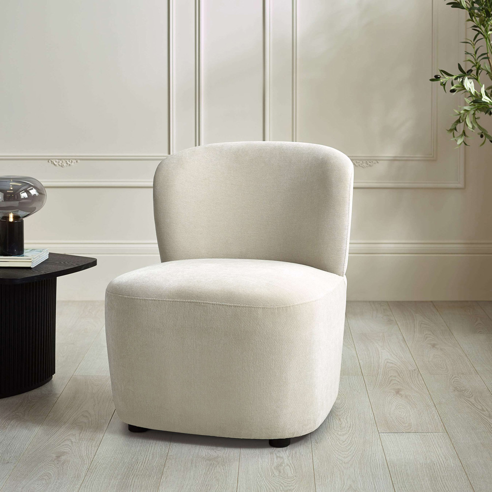 Julian Bowen Lunetta Beige Chenille Armless Accent Chair Image 8