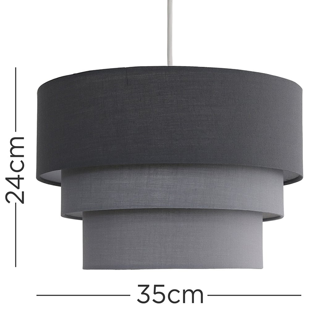 ValueLights Aztec 3 Tier Charcoal Fabric Ceiling Light Shade Image 6