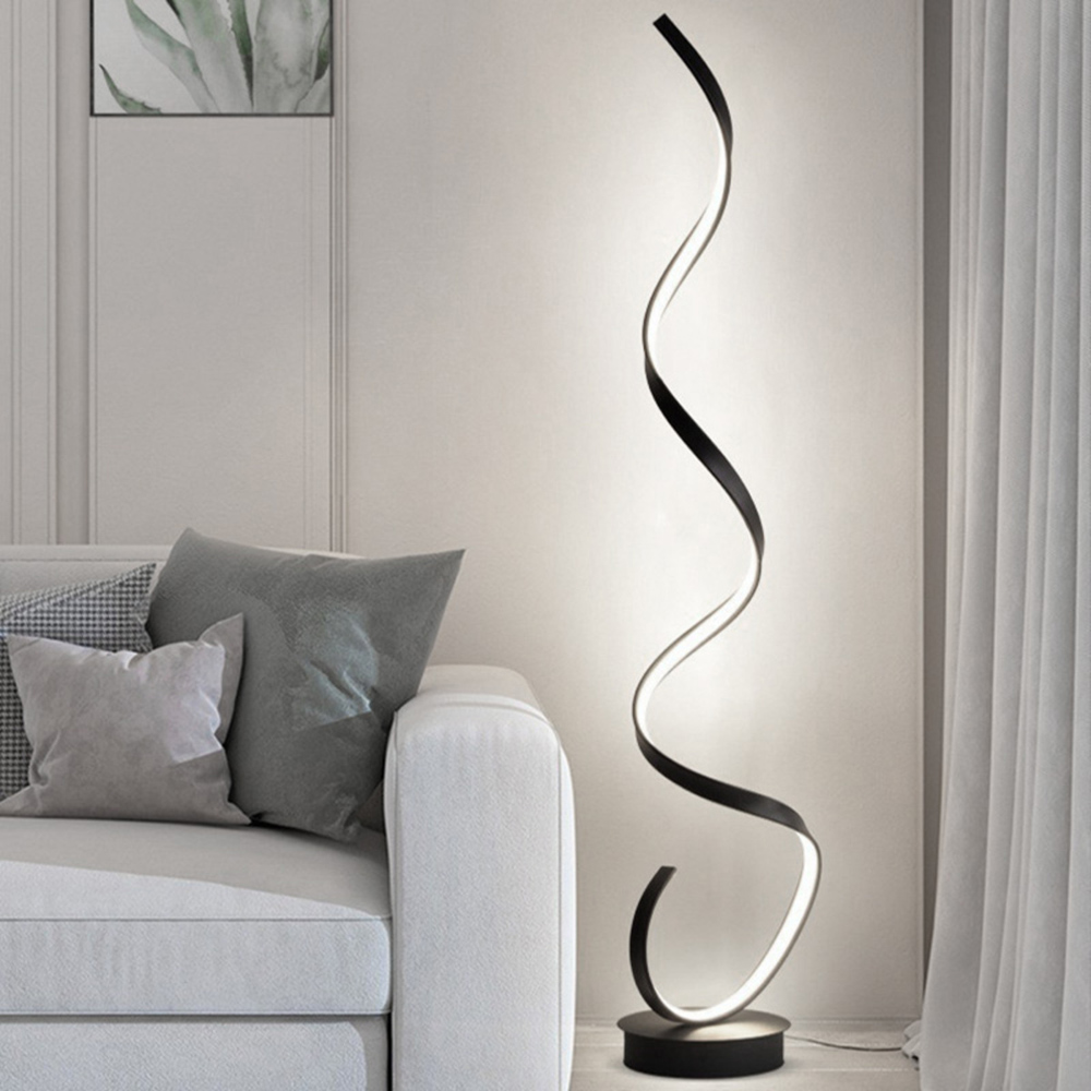 Living and Home Black Spiral Floor Lamp Image 8