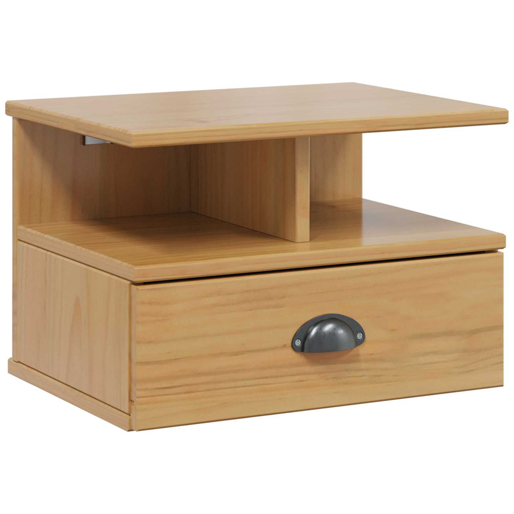 vidaXL Single Drawer 2 Shelf Honey Brown Wall Mounted Bedside Cabinet Image 2