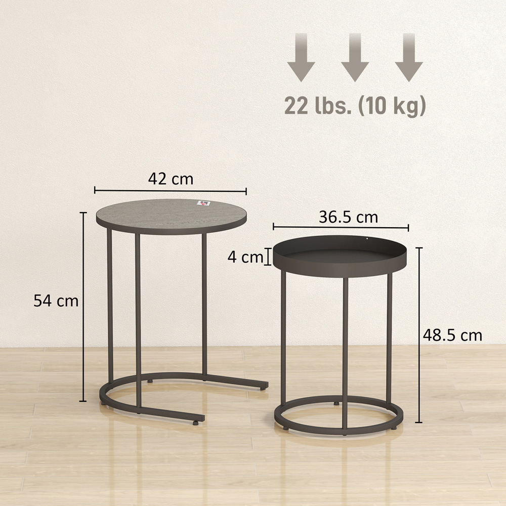 Portland Grey Industrial Round Nest of Tables Set of 2 Image 9