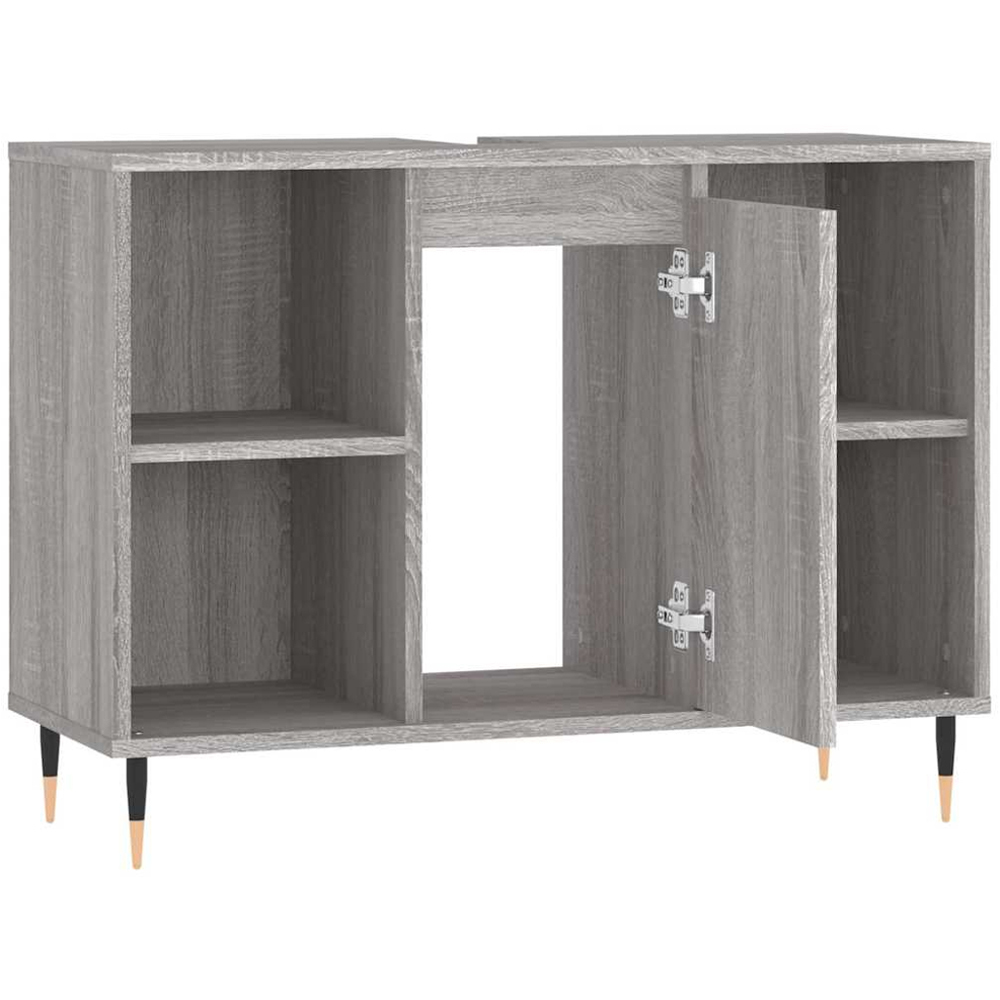 vidaXL Single Door 4 Shelf Grey Bathroom Cabinet Image 5