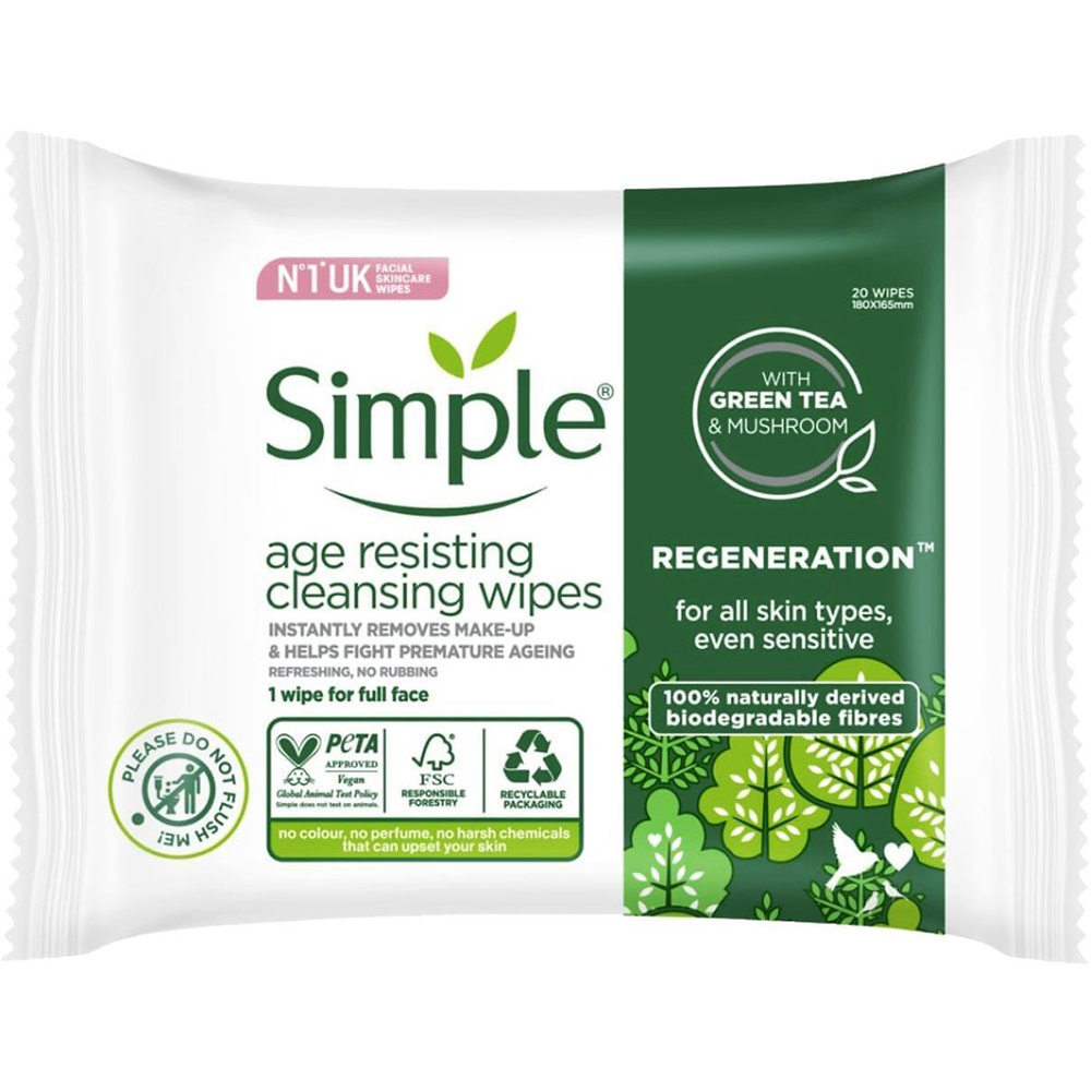 Simple Regeneration Age Resisting Cleansing Wipes 3 Pack Image 2