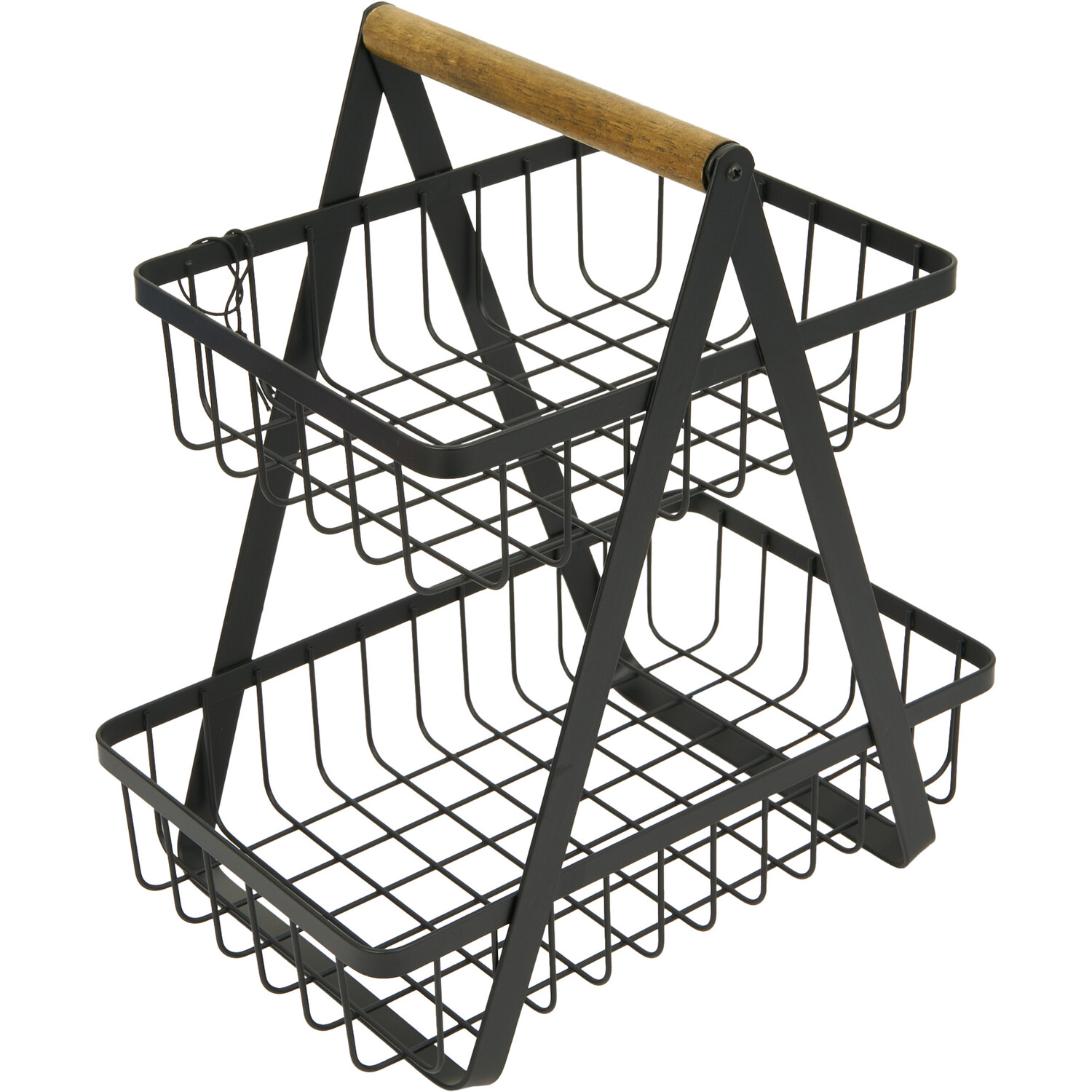 Malmo 2 Tier Black Storage Basket Image 1