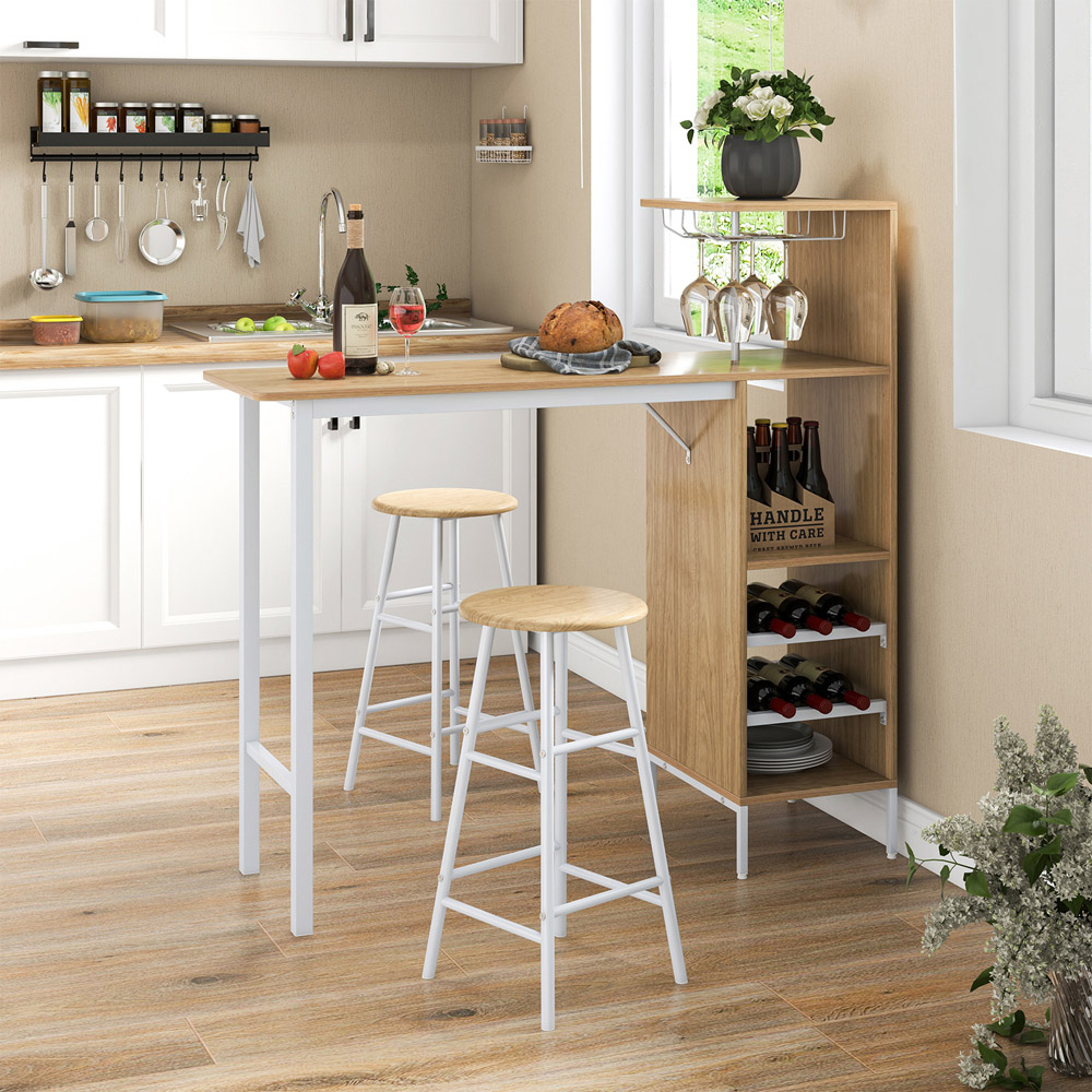 Costway 2 Seater Counter Height Dining Table Set Natural Image 4