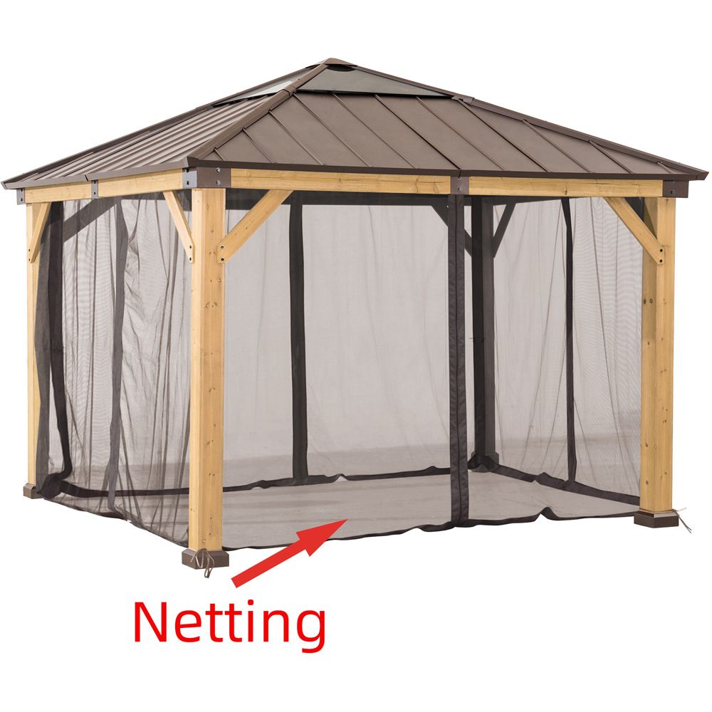 Sunjoy 3.3 x 3.3m Khaki Accessory Netting for Cedar Wood Gazebo (Gazebo Not Include) Image 2