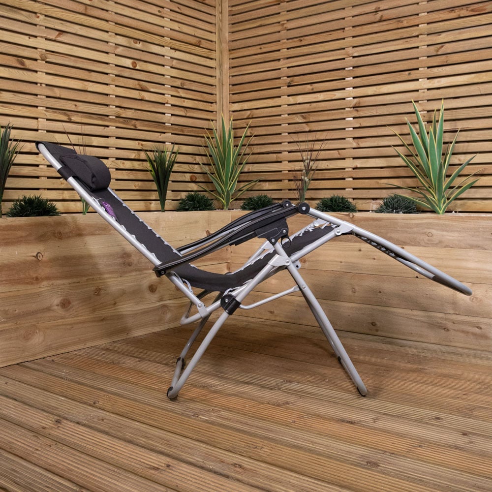 Samuel Alexander Black and Silver Multi Position Garden Sun Lounger Image 3