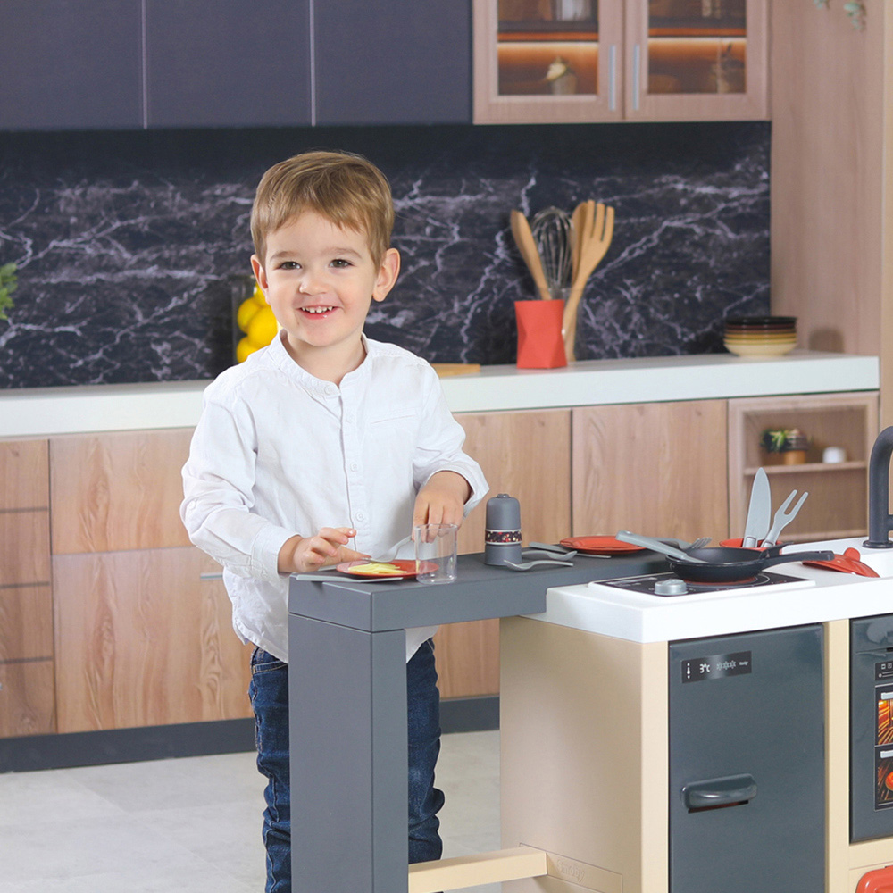 Smoby Kids 2 Drawer 23 Piece Kitchen Island Playset Image 4