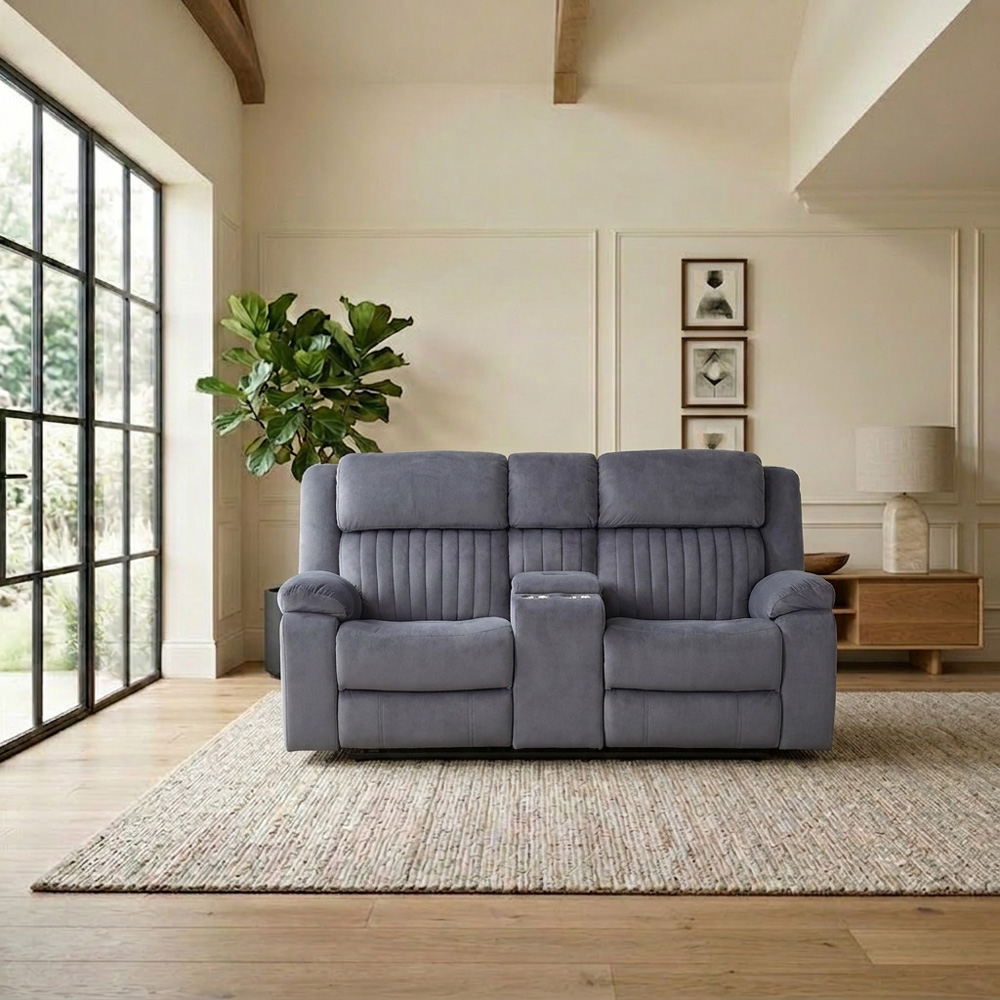 Haddon 2 Seater Dark Grey Manual Recliner Sofa Image 3