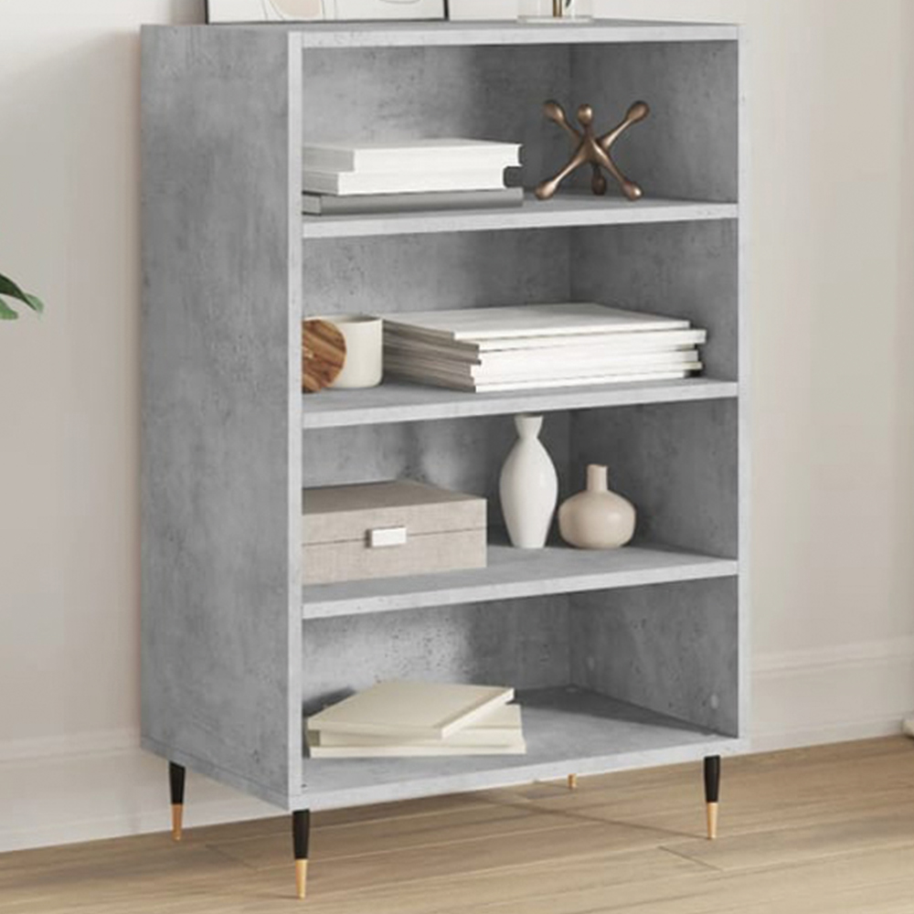 vidaXL 4 Shelf Concrete Grey Highboard Image 1