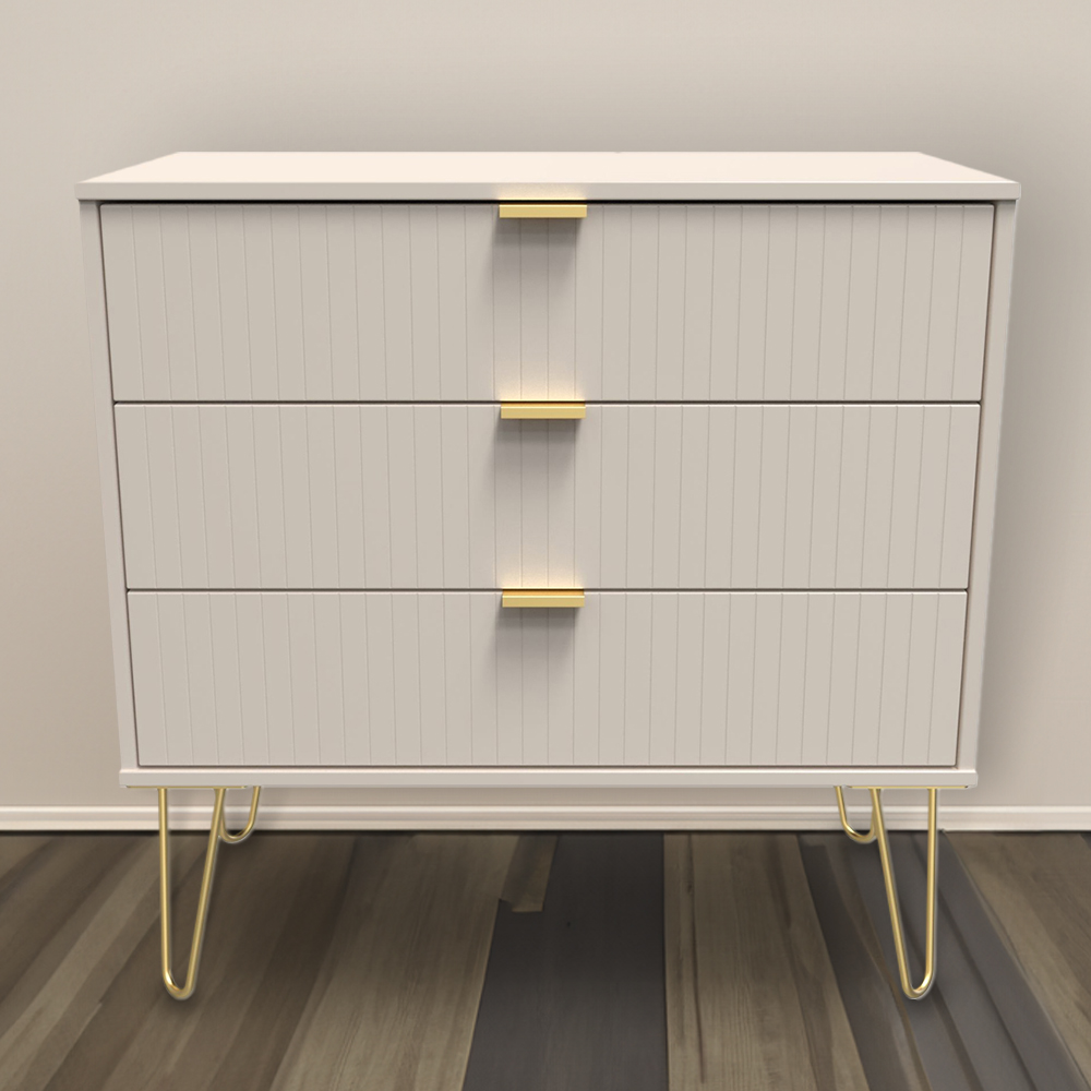 Crowndale Linear 3 Drawer Kashmir Matt Wide Chest of Drawers Ready Assembled Image 1