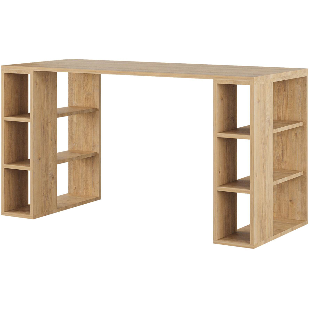 Decortie Colmar 6 Shelf Modern Desk with Bookshelf Oak Image 2